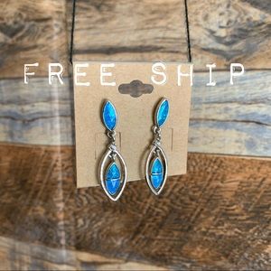 BLUE INLAY DROP EARRINGS
